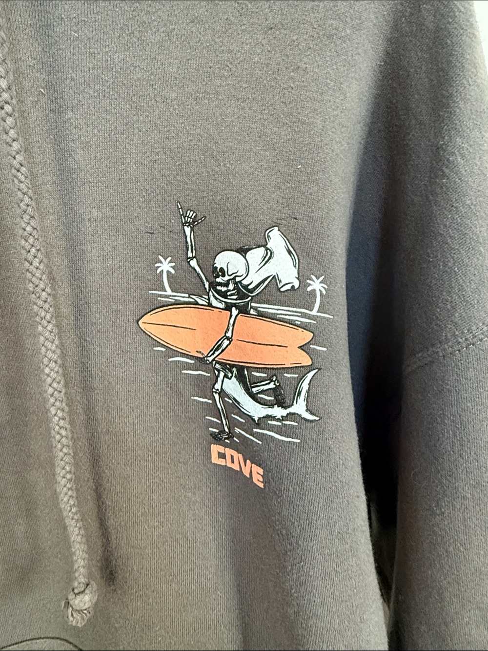 Cove Surf Co. Charcoal Pullover Hoodie with Orange Surf Graphic M - Picture 3 of 4